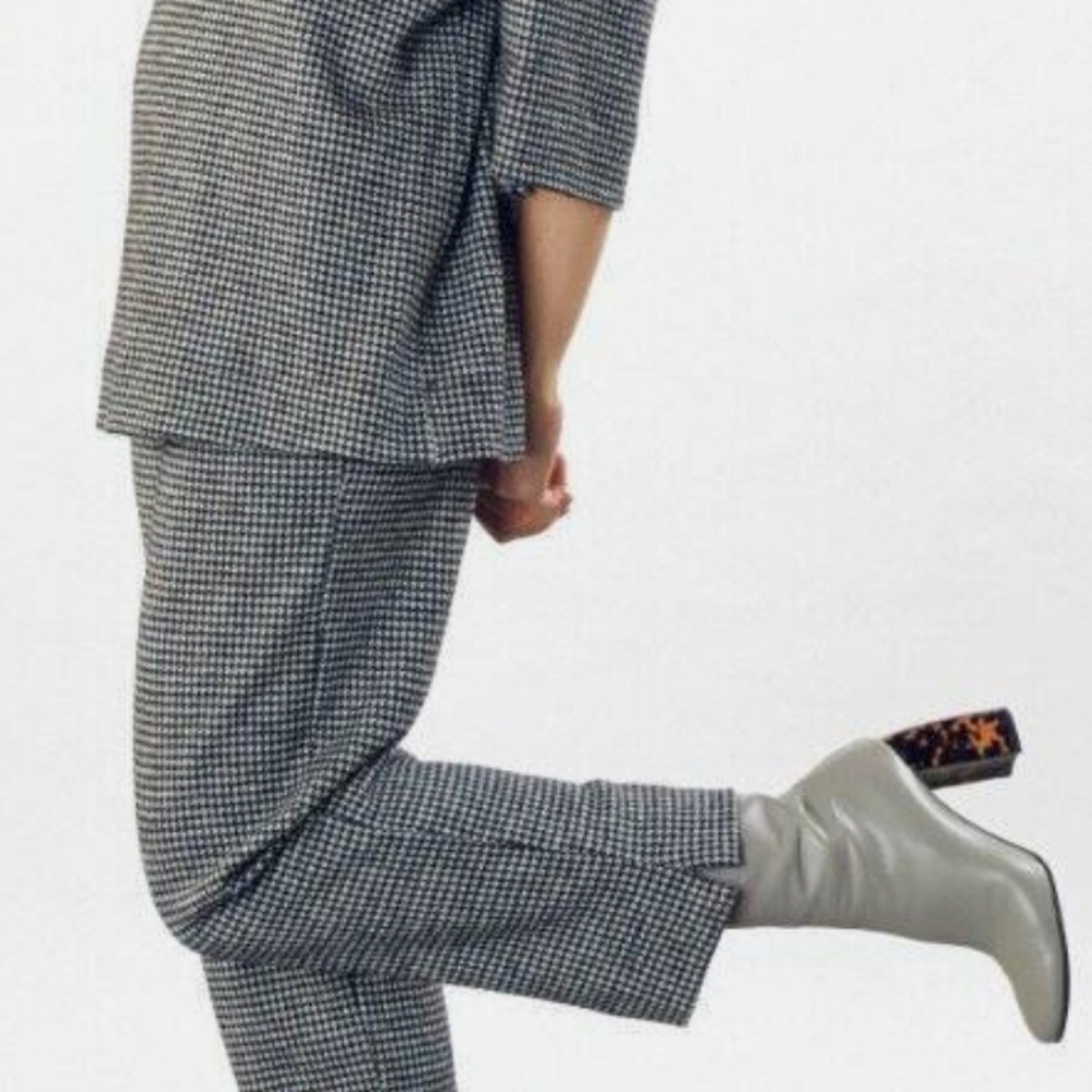 NWT Bryn Walker Houndstooth Wool Blend Cropped Pants Small Pull-on Elastic Waist